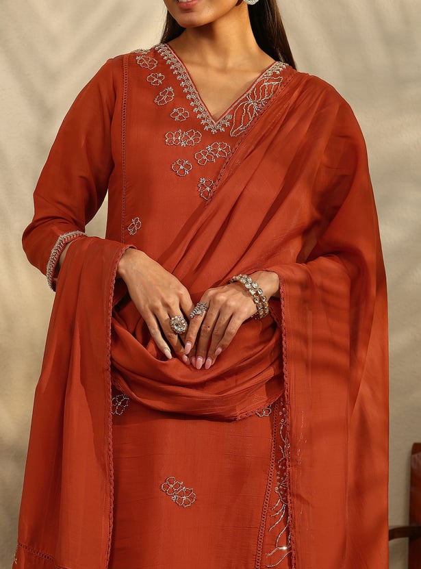 LIBAS Embroidered Straight Kurta Set