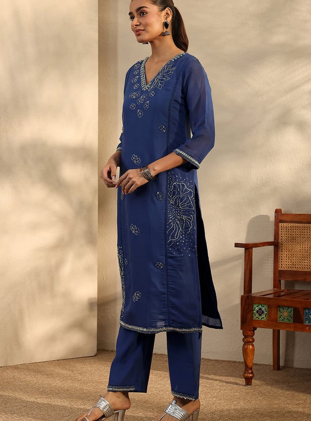LIBAS Embroidered Straight Kurta Set