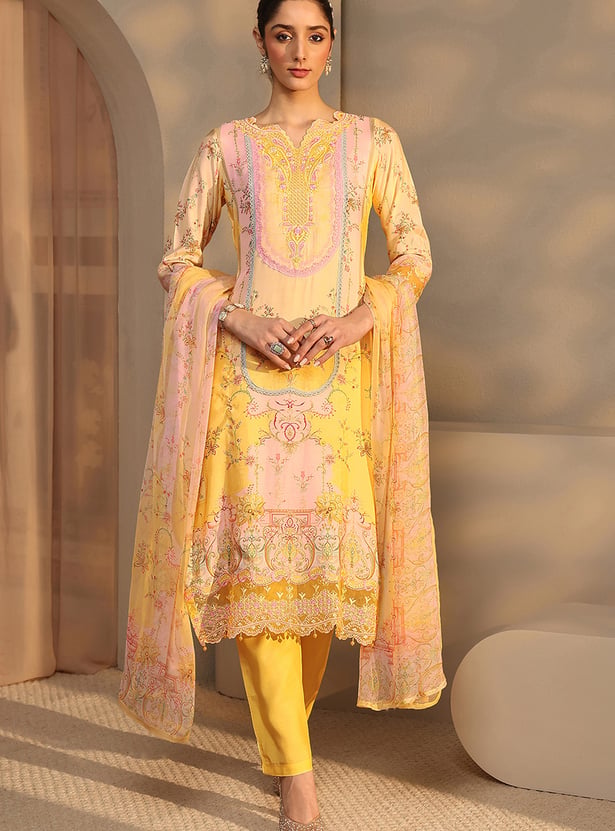 LIBAS Floral Print Straight Kurta Set