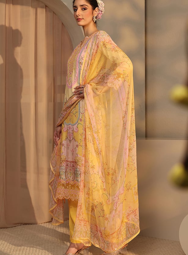 LIBAS Floral Print Straight Kurta Set