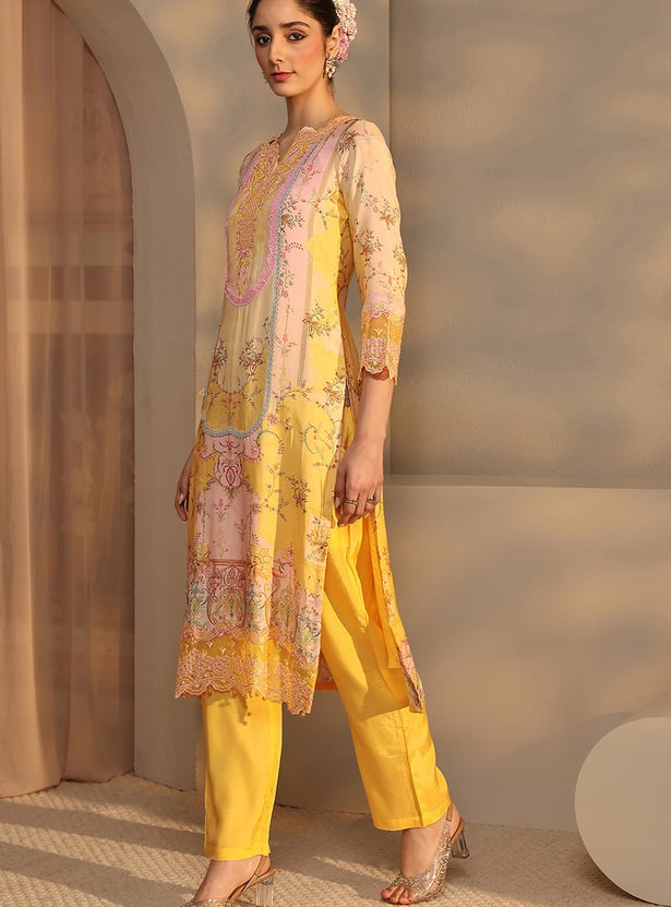 LIBAS Floral Print Straight Kurta Set