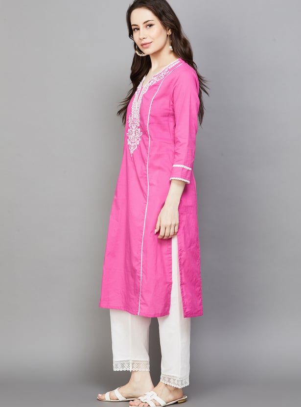 BIBA Embroidered Straight Kurta