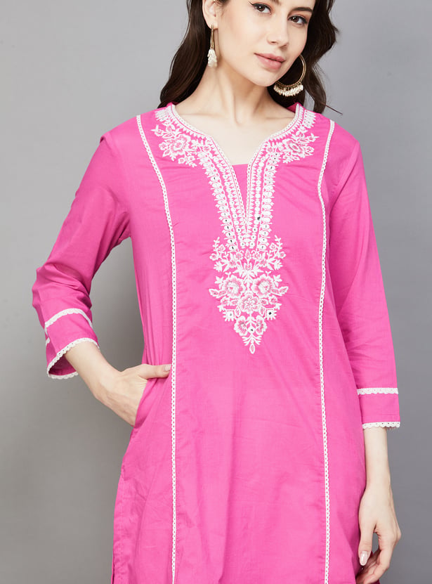 BIBA Embroidered Straight Kurta