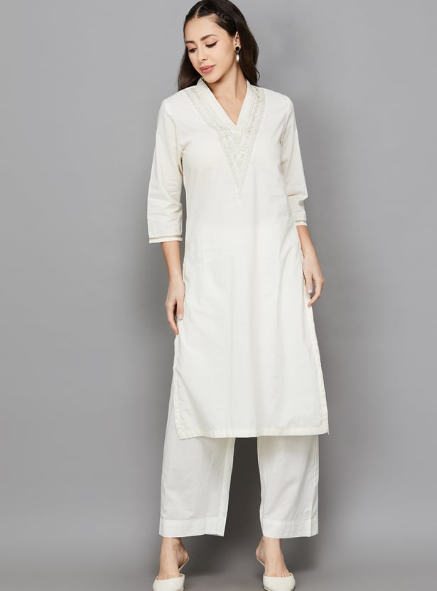 BIBA Embroidered Straight Kurta