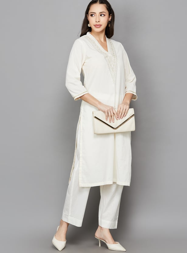 BIBA Embroidered Straight Kurta