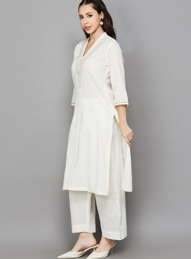 BIBA Embroidered Straight Kurta