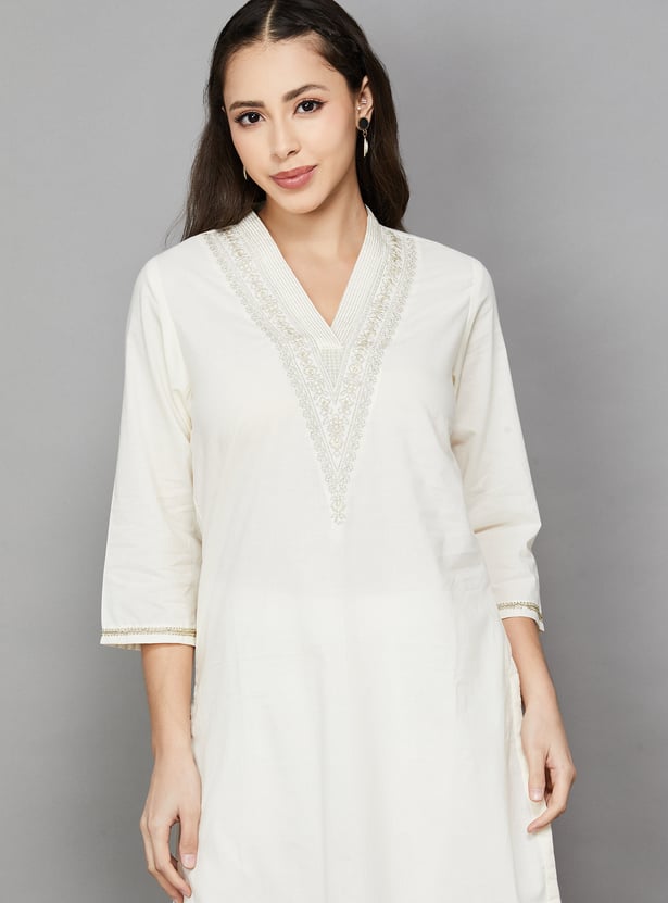 BIBA Embroidered Straight Kurta