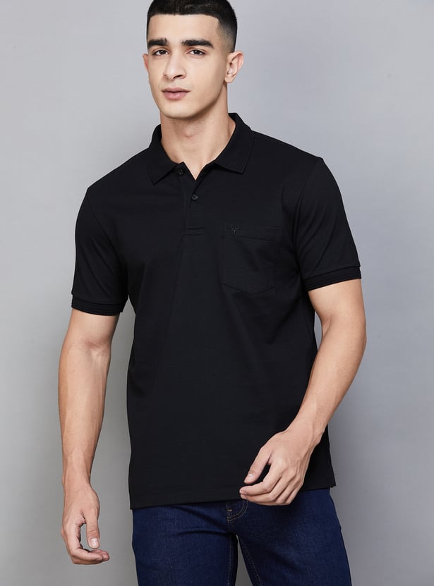 ALLEN SOLLY Solid Polo T-shirt