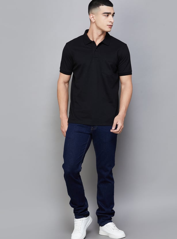 ALLEN SOLLY Solid Polo T-shirt
