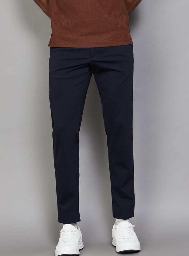 ALLEN SOLLY Solid Crop Fit Trousers