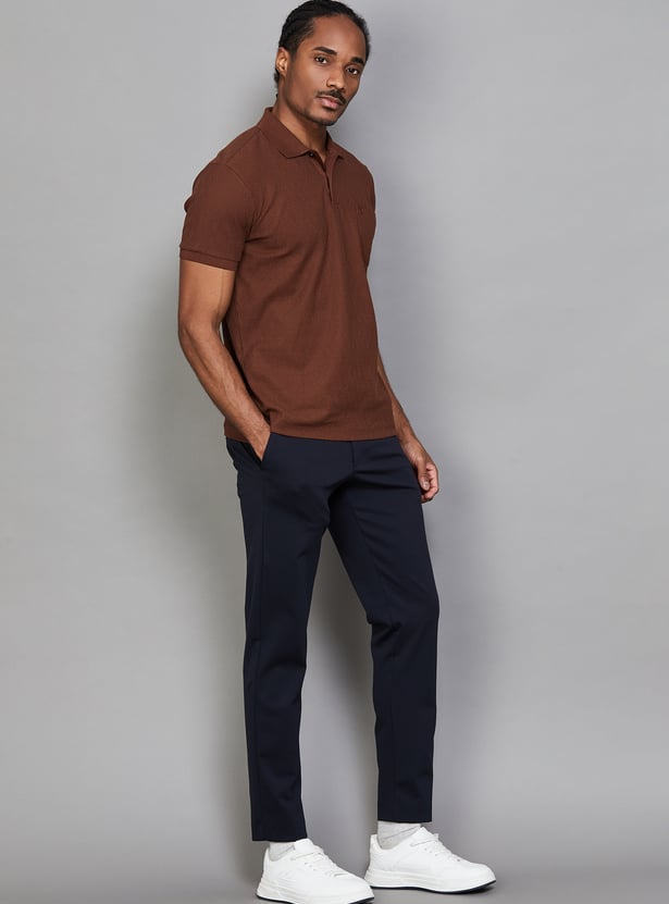 ALLEN SOLLY Solid Crop Fit Trousers