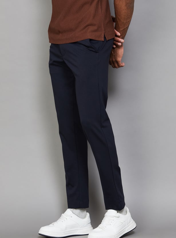 ALLEN SOLLY Solid Crop Fit Trousers