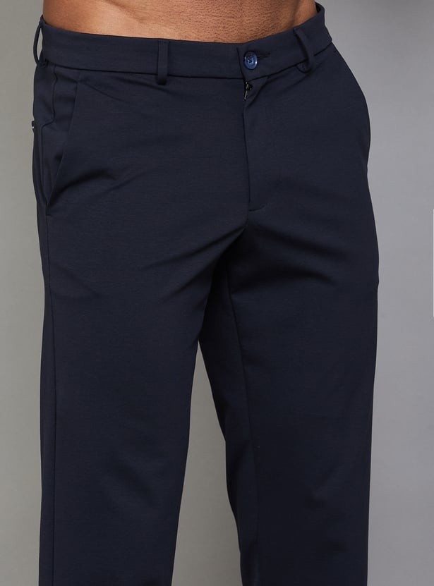 ALLEN SOLLY Solid Crop Fit Trousers