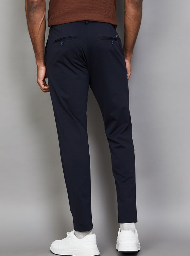 ALLEN SOLLY Solid Crop Fit Trousers