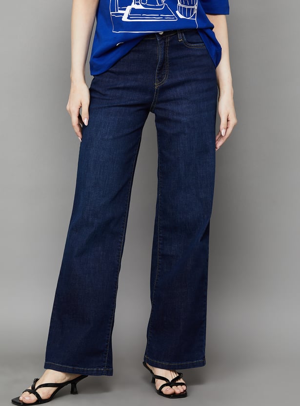 KRAUS Solid High Rise Straight Fit Jeans