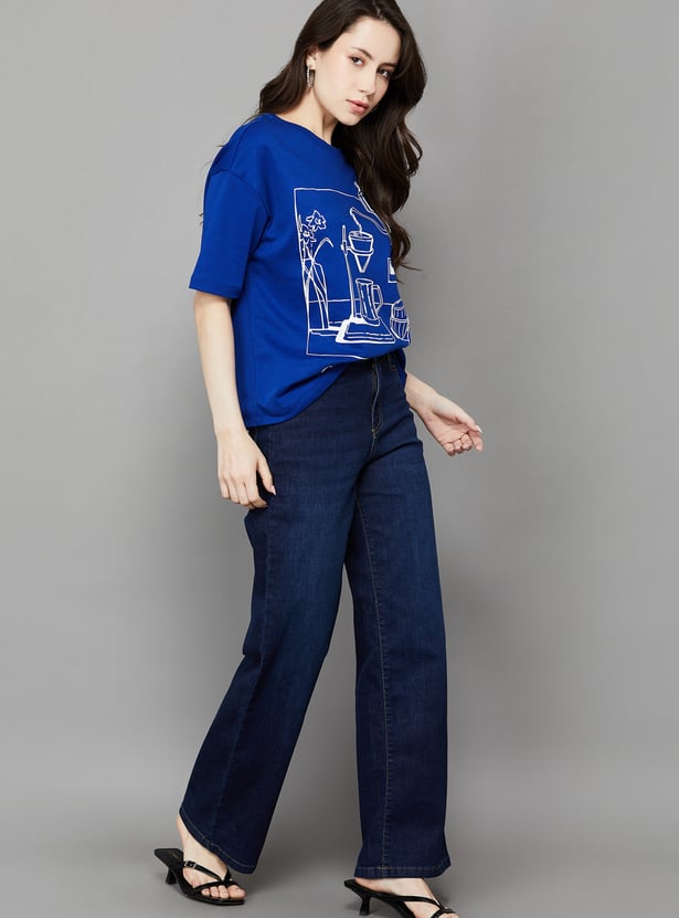 KRAUS Solid High Rise Straight Fit Jeans