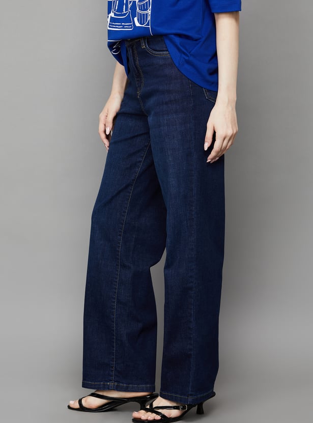 KRAUS Solid High Rise Straight Fit Jeans