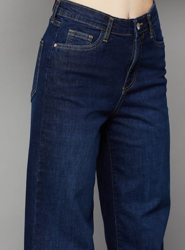KRAUS Solid High Rise Straight Fit Jeans