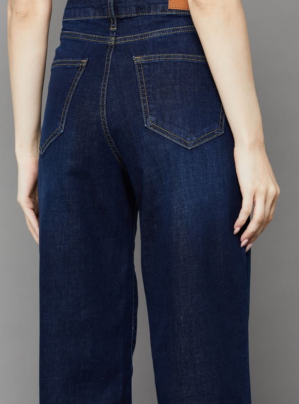 KRAUS Solid High Rise Straight Fit Jeans