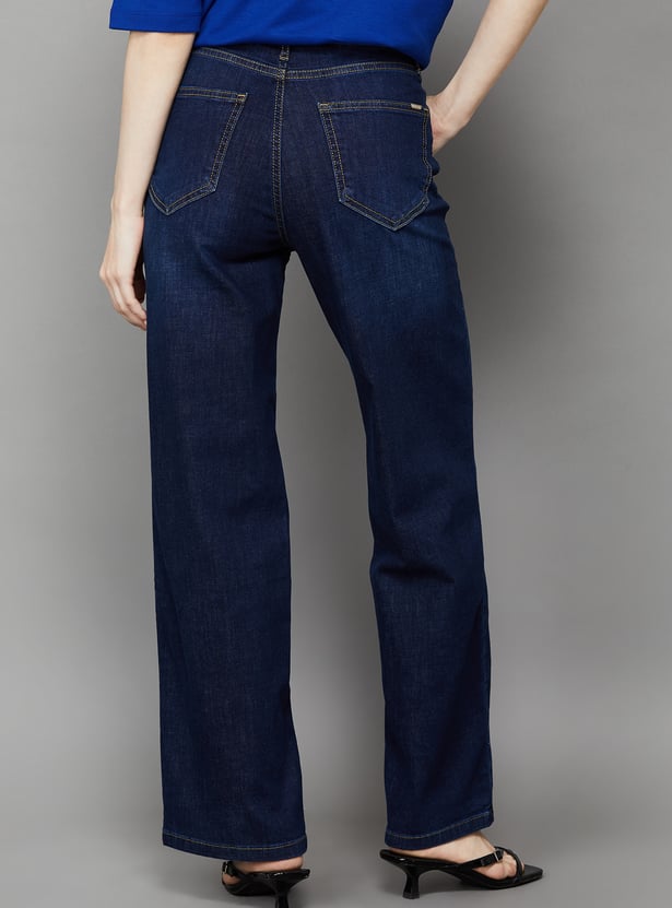 KRAUS Solid High Rise Straight Fit Jeans