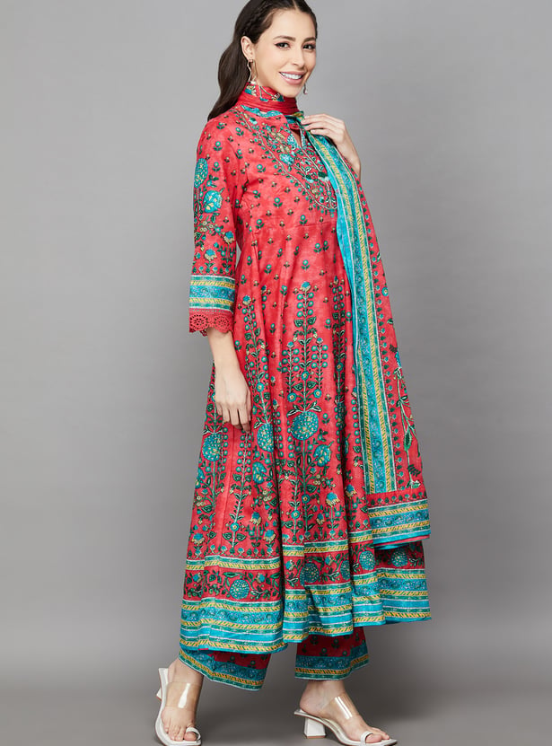 BIBA Embroidered A-Line Kurta Set