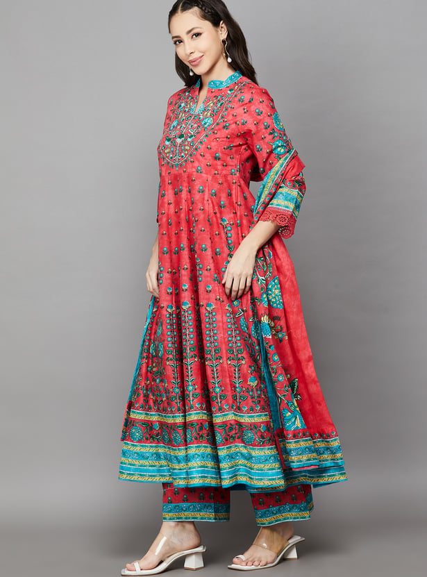 BIBA Embroidered A-Line Kurta Set
