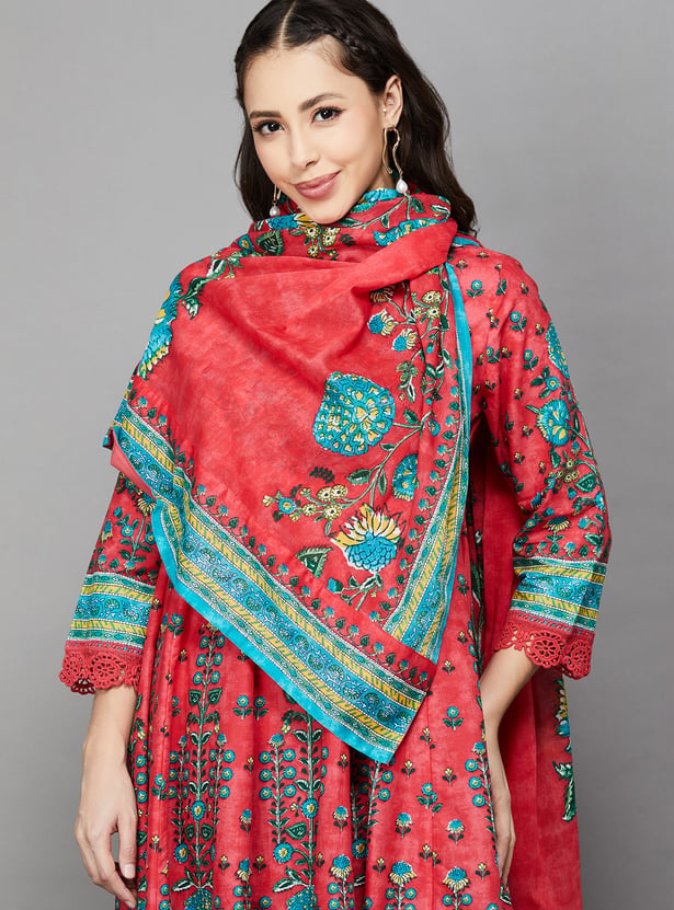 BIBA Embroidered A-Line Kurta Set