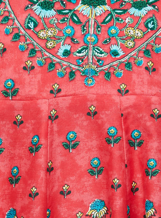 BIBA Embroidered A-Line Kurta Set