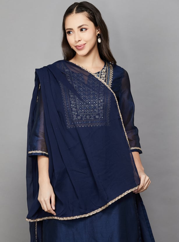BIBA Embroidered Straight Kurta Set