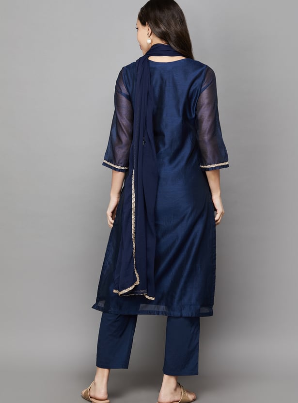 BIBA Embroidered Straight Kurta Set