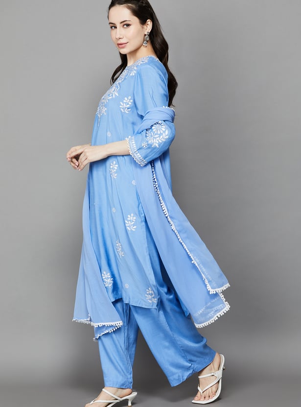 BIBA Chikankari Embroidered Straight Kurta Set