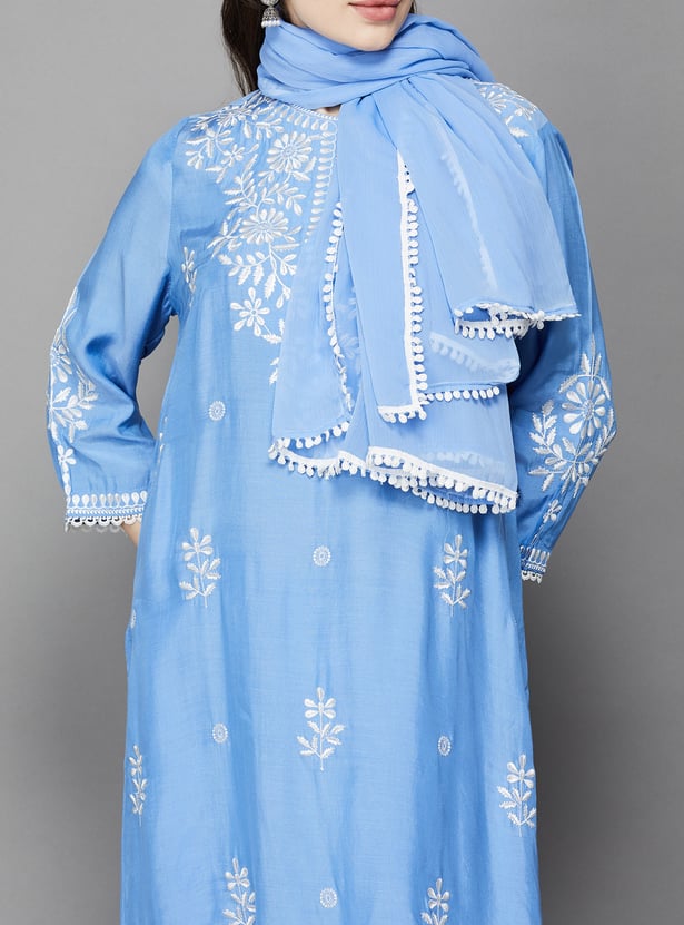 BIBA Chikankari Embroidered Straight Kurta Set