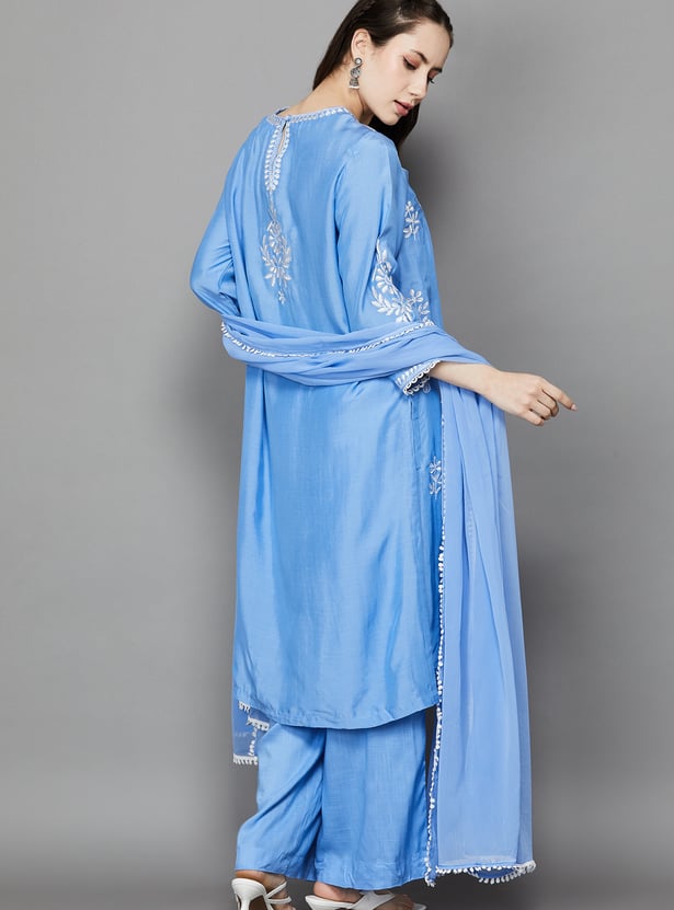 BIBA Chikankari Embroidered Straight Kurta Set