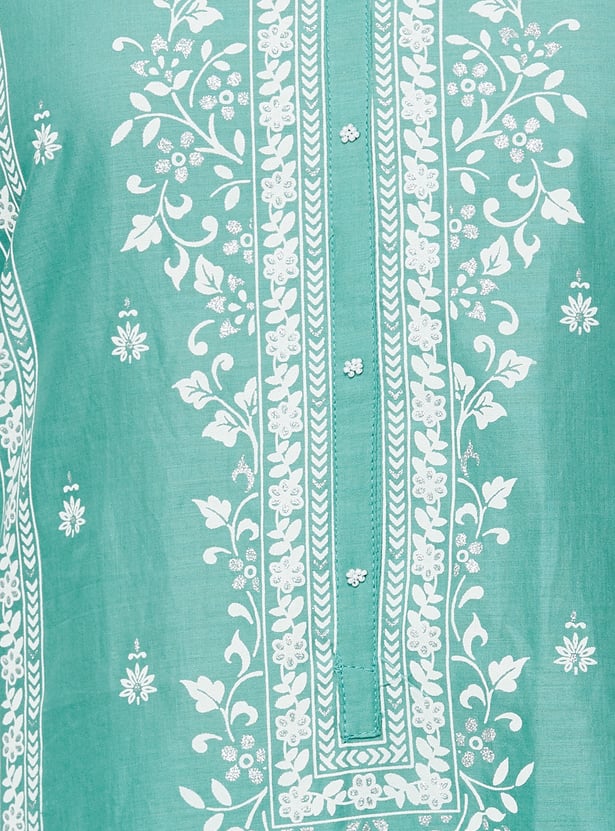 BIBA Ethnic Motif Straight Print Kurta Set