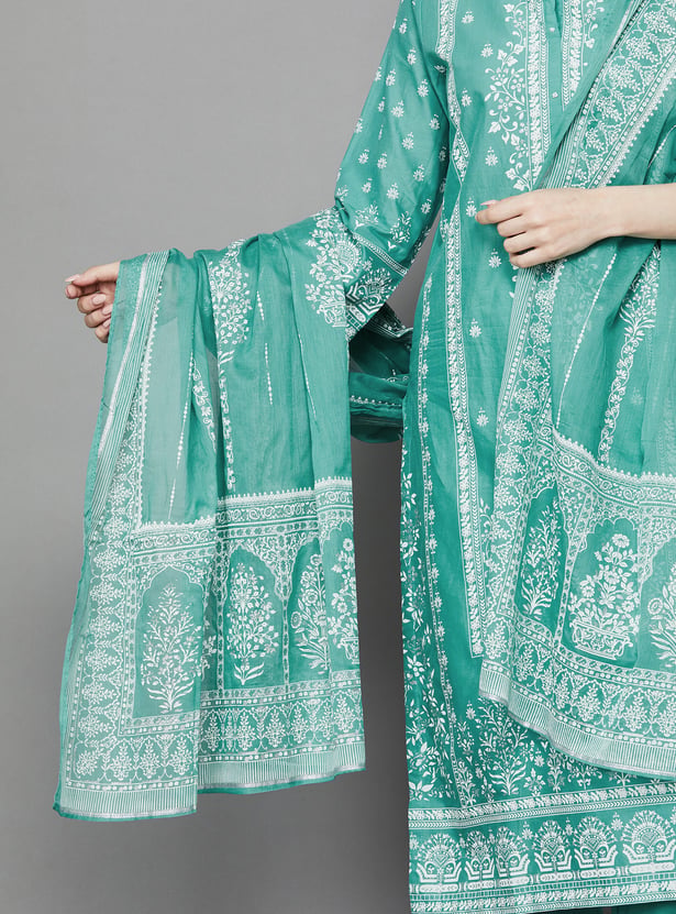 BIBA Ethnic Motif Straight Print Kurta Set