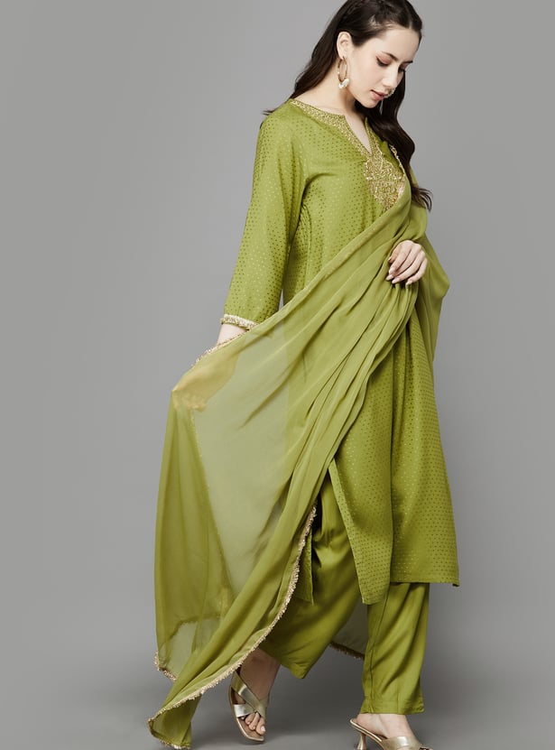 BIBA Embroidered Straight Kurta Set