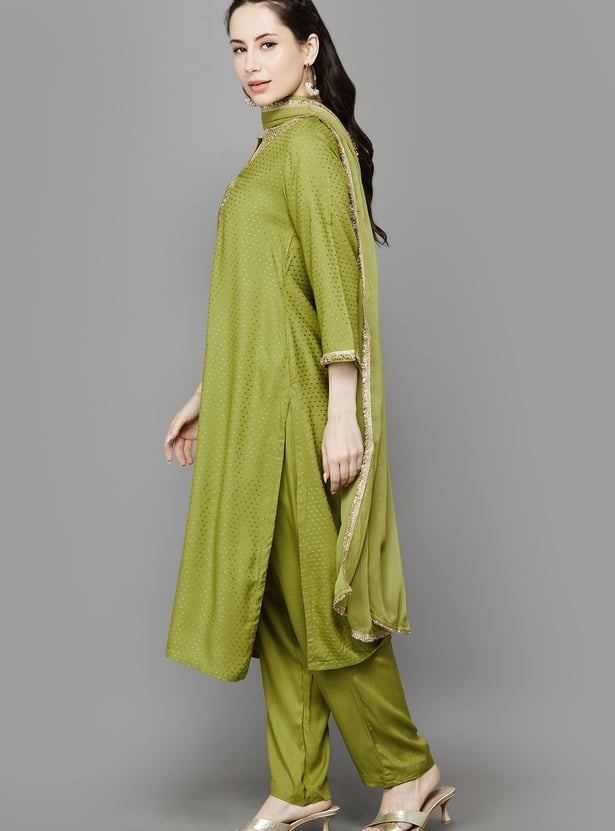 BIBA Embroidered Straight Kurta Set