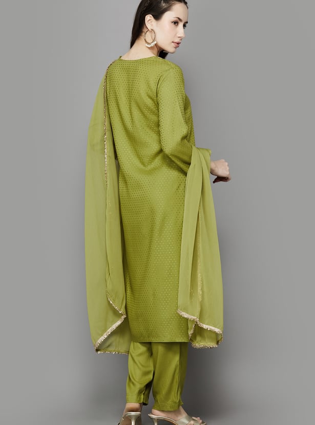 BIBA Embroidered Straight Kurta Set