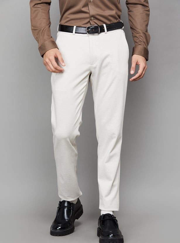 LOUIS PHILIPPE Solid Regular Fit Formal Trousers