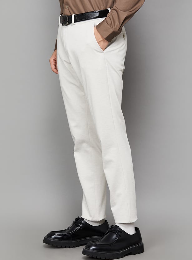 LOUIS PHILIPPE Solid Regular Fit Formal Trousers