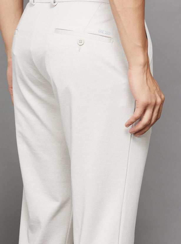 LOUIS PHILIPPE Solid Regular Fit Formal Trousers