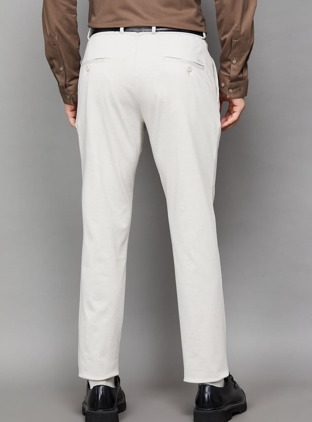 LOUIS PHILIPPE Solid Regular Fit Formal Trousers