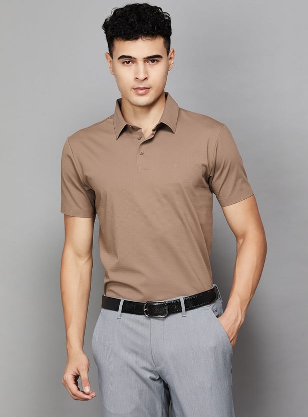 LOUIS PHILIPPE Textured Slim Polo T-shirt