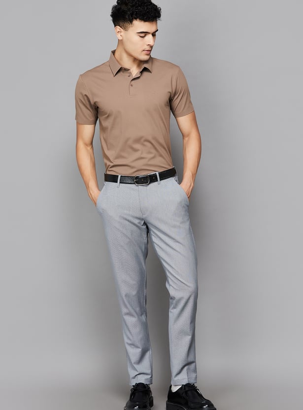 LOUIS PHILIPPE Textured Slim Polo T-shirt