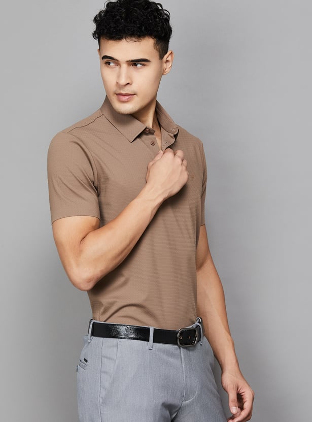 LOUIS PHILIPPE Textured Slim Polo T-shirt