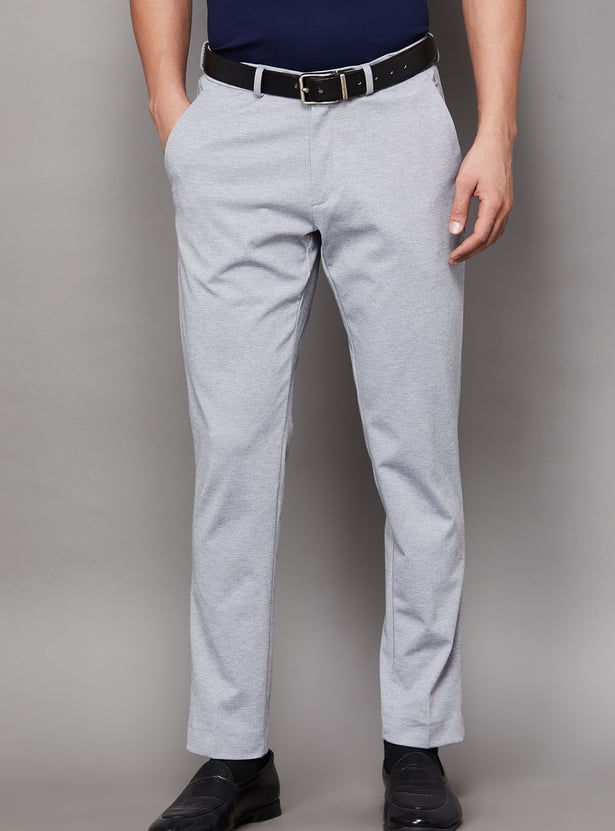 LOUIS PHILIPPE Solid Regular Fit Formal Trousers