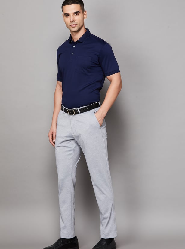 LOUIS PHILIPPE Solid Regular Fit Formal Trousers