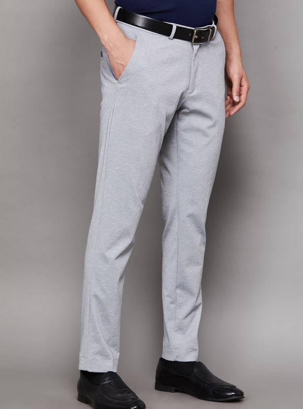 LOUIS PHILIPPE Solid Regular Fit Formal Trousers
