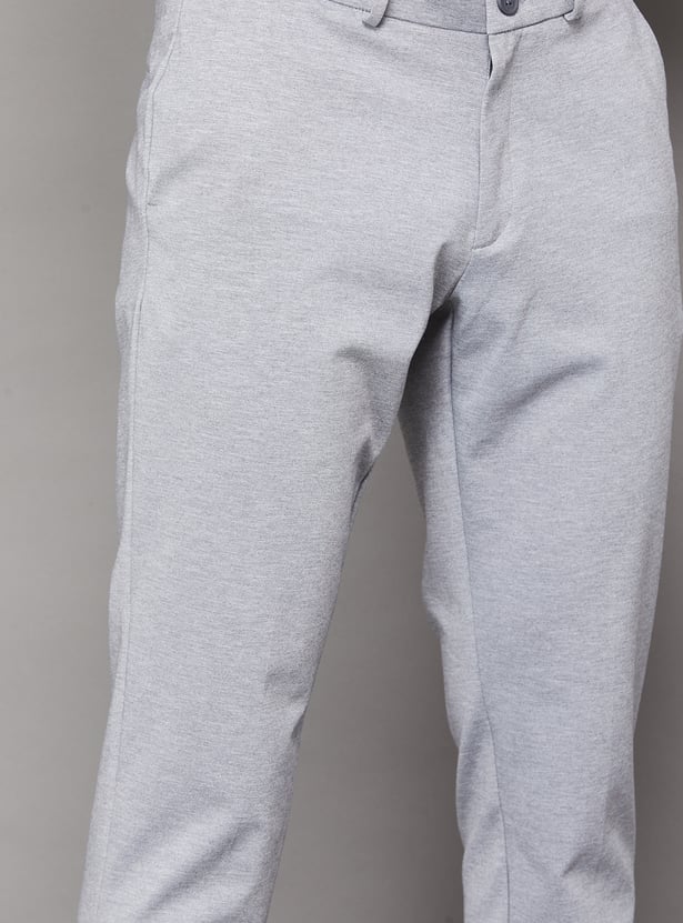 LOUIS PHILIPPE Solid Regular Fit Formal Trousers