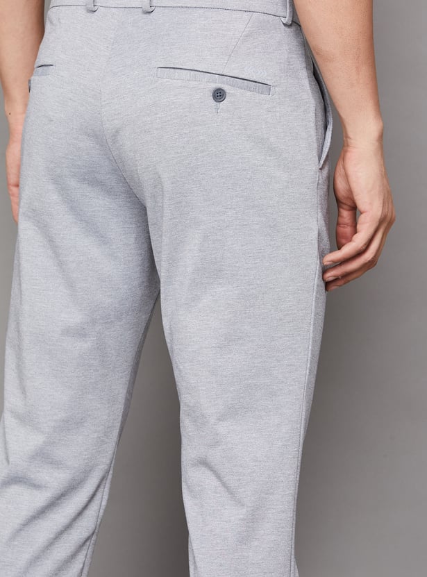 LOUIS PHILIPPE Solid Regular Fit Formal Trousers